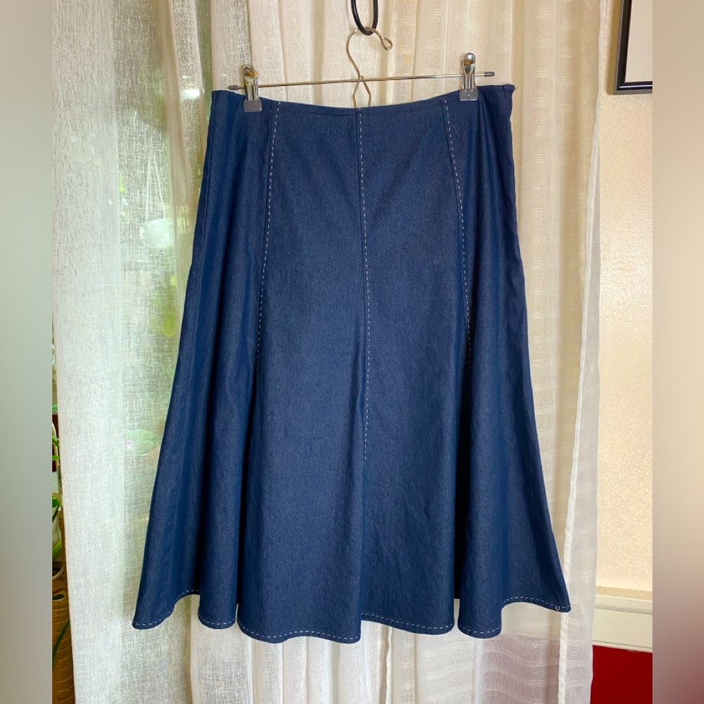 i.e. Petite A Line Skirt Denim Knee Length Waist Band Invisible Zipper Size 12P